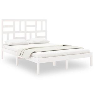 vidaXL Bed Frame without Mattress White Solid Wood 140x200 cm