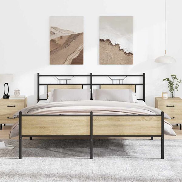 vidaXL Metal Bed Frame without Mattress Sonoma Oak 183x213 cm