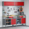 vidaXL Work Bench Set with Drawer with Shelf with Lock 8 pcs Red Steel