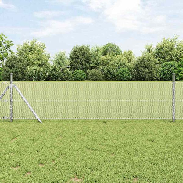 vidaXL Hexagon Fence Silver 0.8 x 50 m Galvanised steel