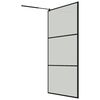 vidaXL Walk-in Shower Wall with Shelf Black 115x195 cm ESG Glass&Aluminium