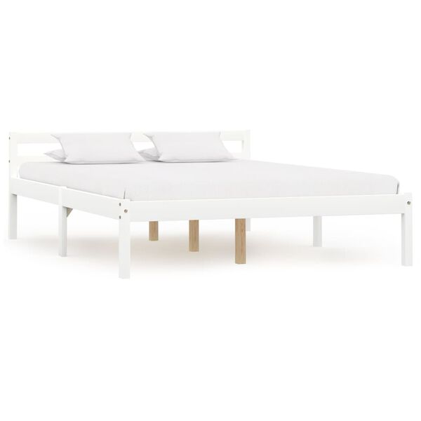 vidaXL Bed Frame without Mattress White Solid Pine Wood 140x200 cm