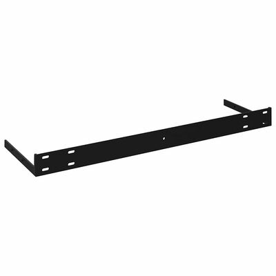 Black metal bracket rail used to mount shelves