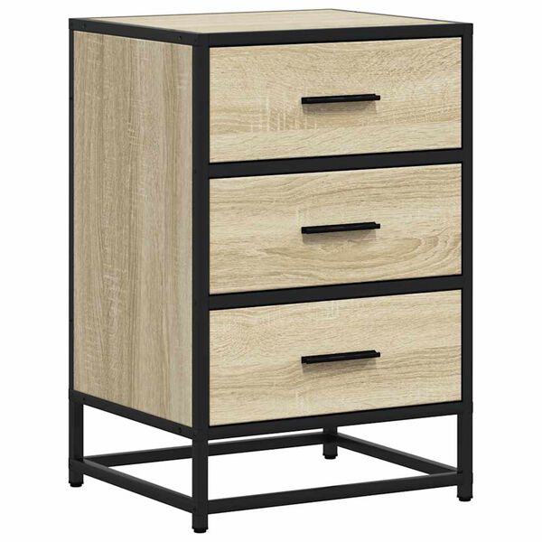 vidaXL Bedside Cabinet Sonoma Oak 40x34.5x60 cm Engineered Wood and Metal