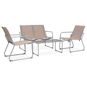 vidaXL 4 Piece Garden Lounge Set Fabric & Steel Taupe