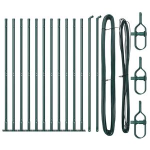 vidaXL Fence Post 13 pcs Green Steel