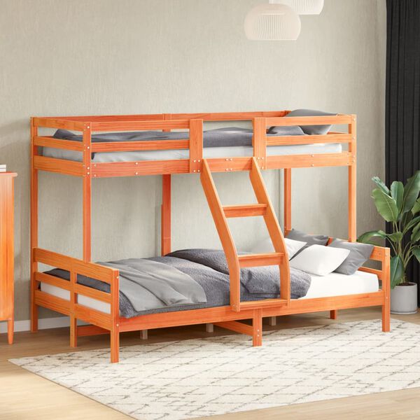 vidaXL Bunk Bed without Mattress 90x200/120x200 cm Wax Brown Solid Wood