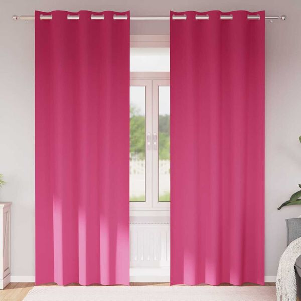 vidaXL Blackout Curtains with Rings 2 pcs Bright Pink 260 x 140 cm