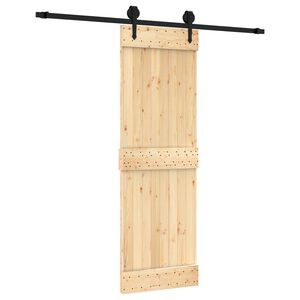 vidaXL Sliding Door Natural and Black 70 x 210 cm Solid Pine Wood