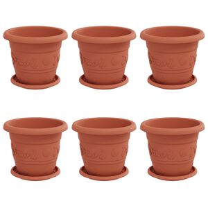 vidaXL Plant Pots 6 pcs Brick Red &Oslash; 22 x 18 cm Plastic