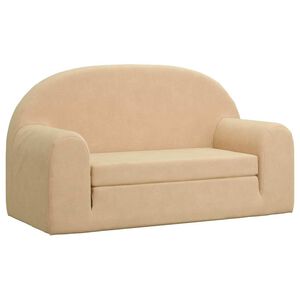 vidaXL Kids'Sofa Bed 2-Seater Cream Soft Plush