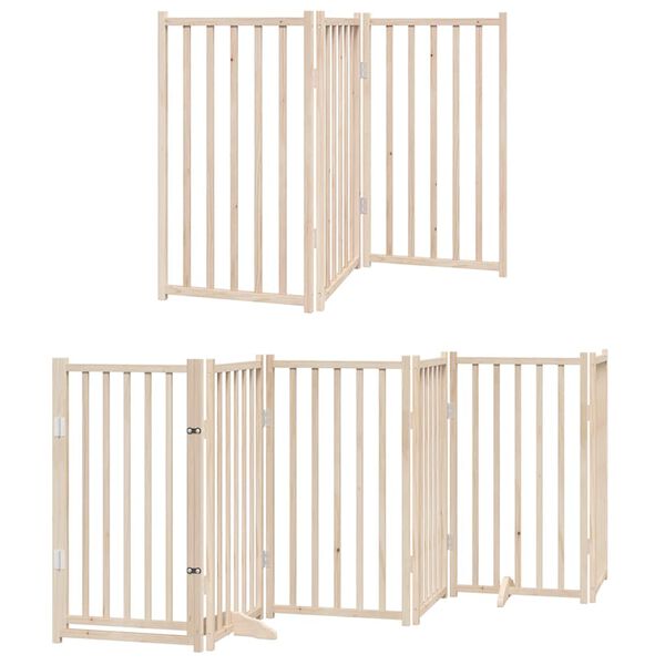 vidaXL Dog Gate with Door Foldable 9 Panels 450 cm Poplar Wood