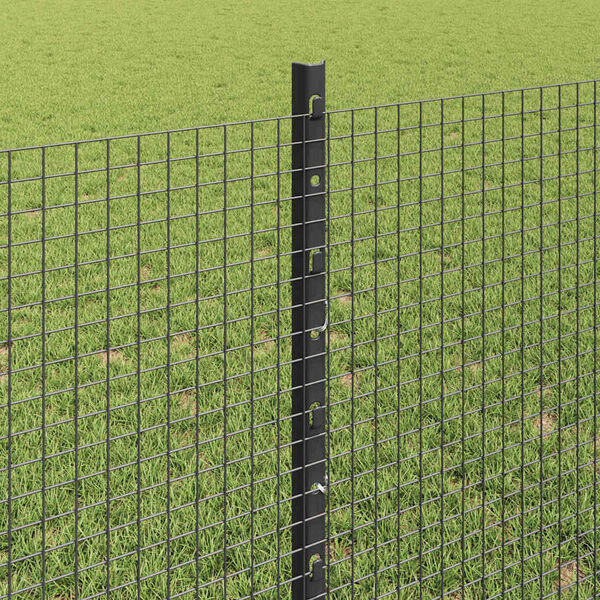 vidaXL Fence with Post Grey 0.8 x 25 m Steel and PVC