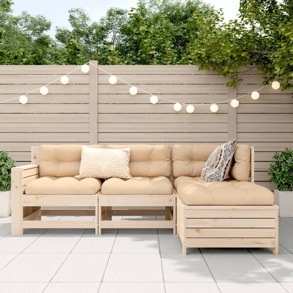 vidaXL 4 Piece Garden Sofa Set Solid Wood Pine