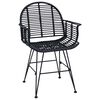 vidaXL Dining Chair 2 pcs Black 44 x 44 x 74 cm Rattan and Iron