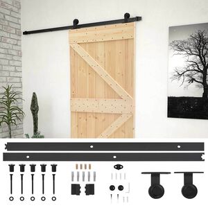 vidaXL Sliding Door 90 x 210 cm Solid Pine Wood Natural and Black