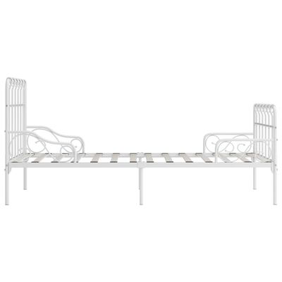 vidaXL Bed Frame with Slatted Base White Metal 90x200 cm