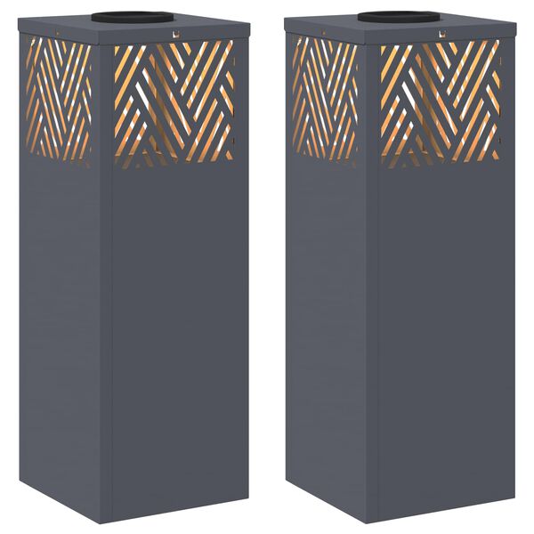 vidaXL Solar LED Pathway Light 2 pcs Anthracite Cold Rolled Steel