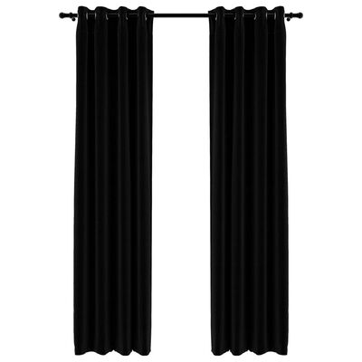 vidaXL Linen-Look Blackout Curtains with Grommets 2pcs Black 140x245cm