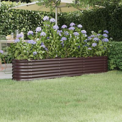 vidaXL Garden Raised Bed Powder-coated Steel 224x40x36 cm Brown
