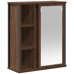 vidaXL Bathroom Wall Cabinet with Mirror Brown Oak 50x21x60 cm