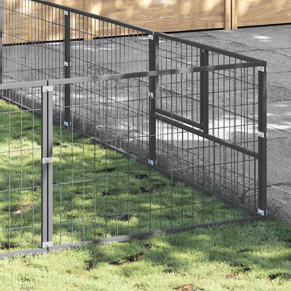 vidaXL Dog Kennel Silver 54 m&sup2; Steel