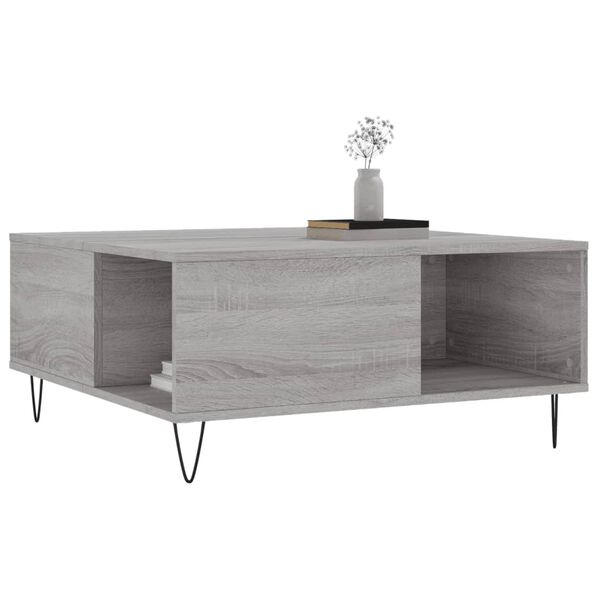 vidaXL Coffee Table Grey Sonoma 80x80x36.5 cm Engineered Wood