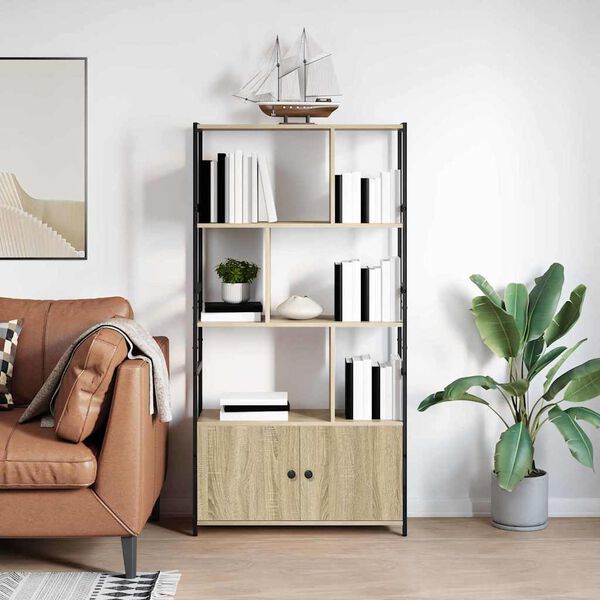 vidaXL Bookshelf Sonoma Oak 80 x 30 x 155.5 cm Engineered Wood