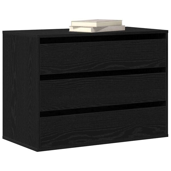 vidaXL Drawer Cabinet Black 80 x 41 x 58 cm Engineered Wood