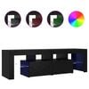 vidaXL TV Cabinet with LED Lights Black Oak 140x36.5x40 cm Engineered Wood