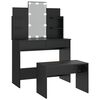 vidaXL Dressing Table Set with LED Black Engineered Wood