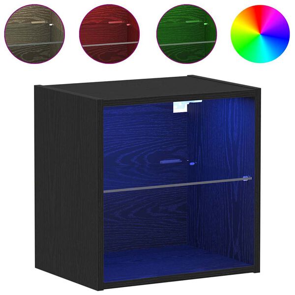 vidaXL Floating Shelf with LED Light 2 pcs Black 40 x 28.5 x 40 cm