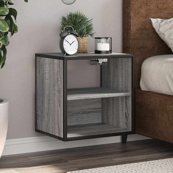 vidaXL Wall-mounted Bedside Cabinet Grey Sonoma 40x31x39.5 cm