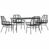 vidaXL 5 Piece Garden Dining Set Black Poly Rattan Glass