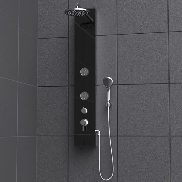 SCH&Uuml;TTE Glass Shower Panel with Single Lever Mixer GLASDUSCHPANEEL Anthracite