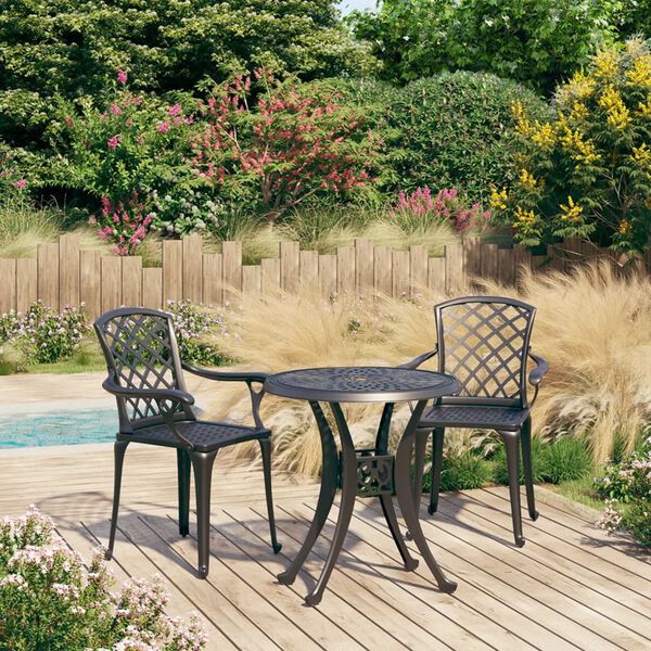 vidaXL 3 Piece Bistro Set Cast Aluminium Black