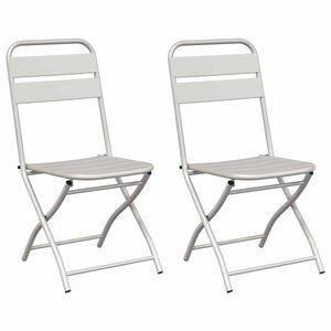 vidaXL Garden Folding Chair 2 pcs Beige Powder-Coated Steel