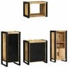 vidaXL Bathroom Furniture Set with Door 4 pcs Brown Solid Reclaim Wood