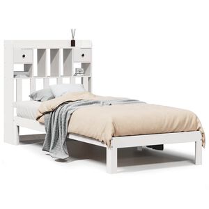 vidaXL Bookcase Bed without Mattress White 75x190cm Solid Wood Pine