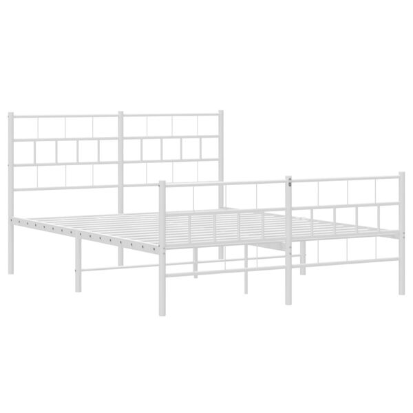 vidaXL Metal Bed Frame without Mattress with Footboard White 160x200cm