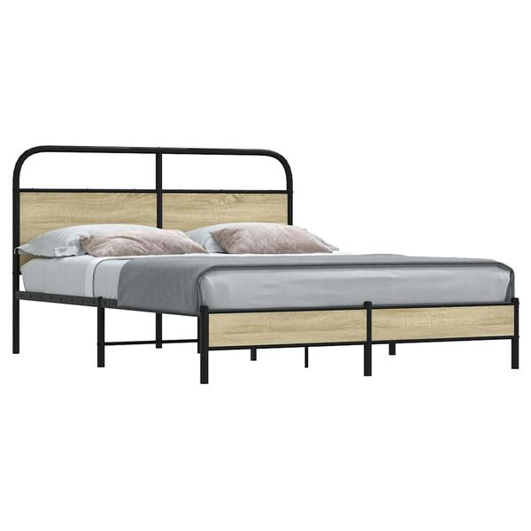 vidaXL Bed Frame without Mattress 160x200 cm Sonoma Oak Engineered Wood