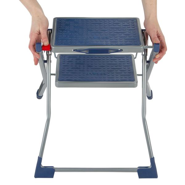 Escalo Foldable Step Stool 150 kg Metal Grey and Blue