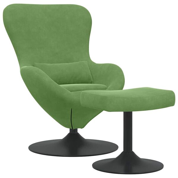 vidaXL Egg Chair with Footstool Light Green 63 x 73 x 90 cm Velvet