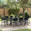vidaXL Garden Dining Set 9 pcs Black Powder-Coated Steel