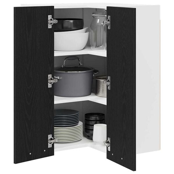 vidaXL Hanging Cabinet Black Oak and White 57 x 57 x 80 cm