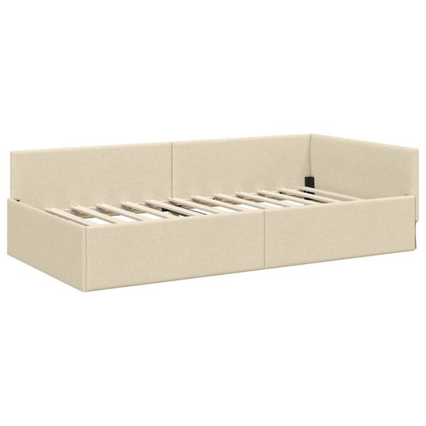 vidaXL Corner Bed Frame with Headboard Cream 80 cm x 200 cm Velvet