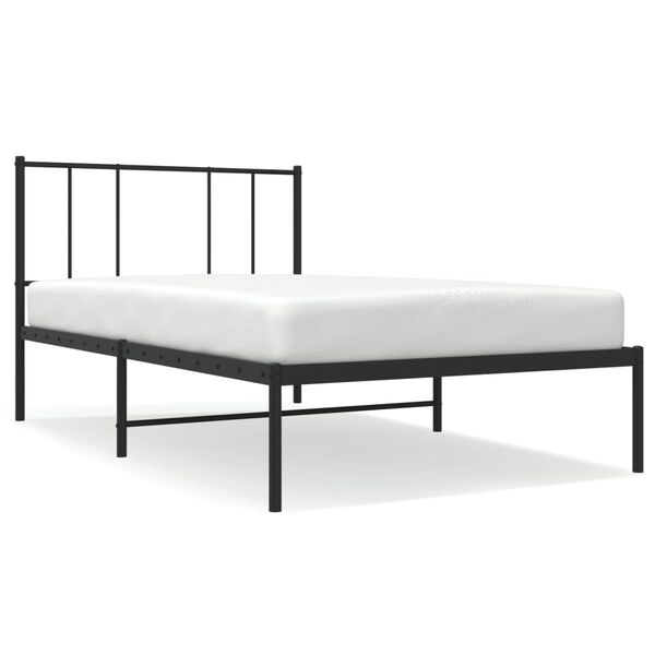 vidaXL Metal Bed Frame without Mattress with Headboard Black 90x190cm