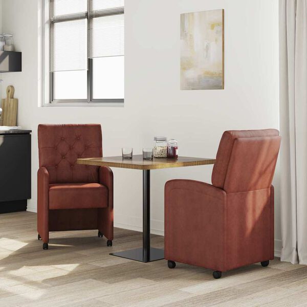 vidaXL Dining Chairs with Wheels 2 pcs Shiny brown 58 x 67 x 97 cm