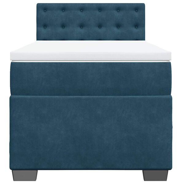 vidaXL Box Spring Bed with Mattress Dark Blue 100x200 cm Velvet