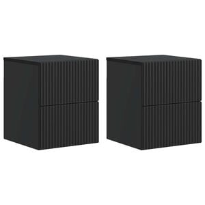 vidaXL Wall-Mounted Bedside Cabinet 2 pcs Black 33 x 34.5 x 40 cm